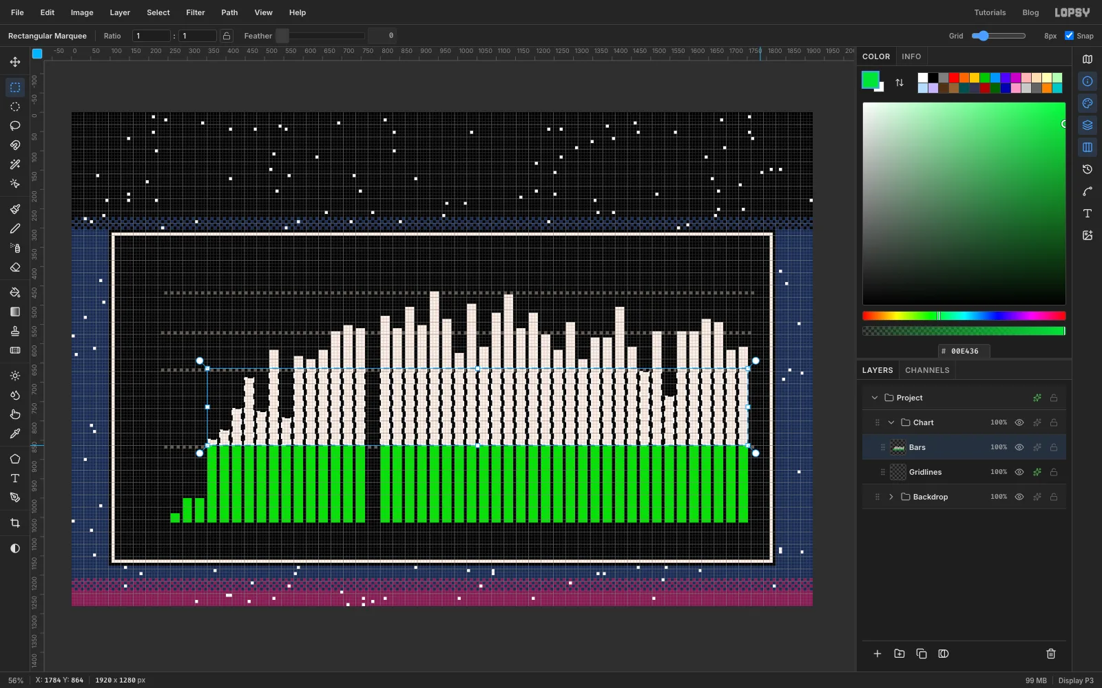 White bar tops inside an intersect marquee for the 10 to 20 band, with the bottom band already green