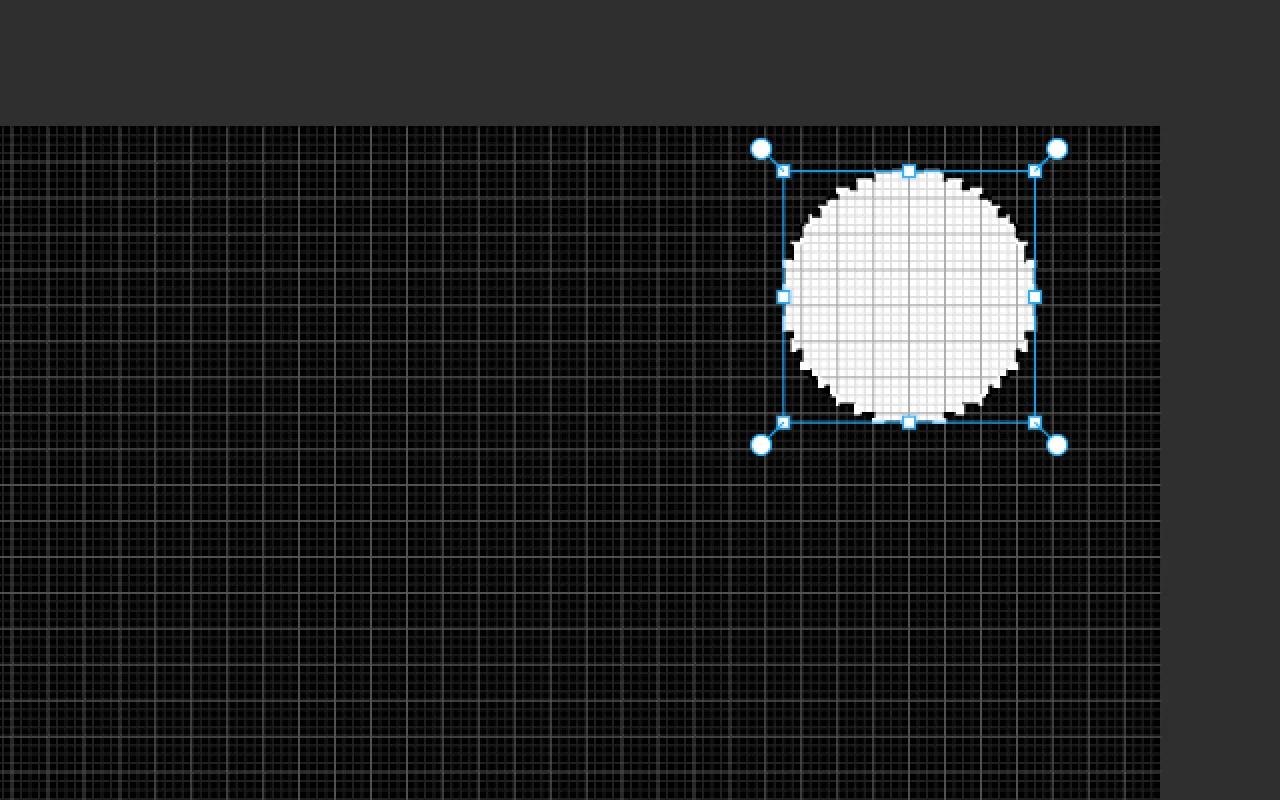 A black stencil layer with a white stepped circle, selected with the Magic Wand