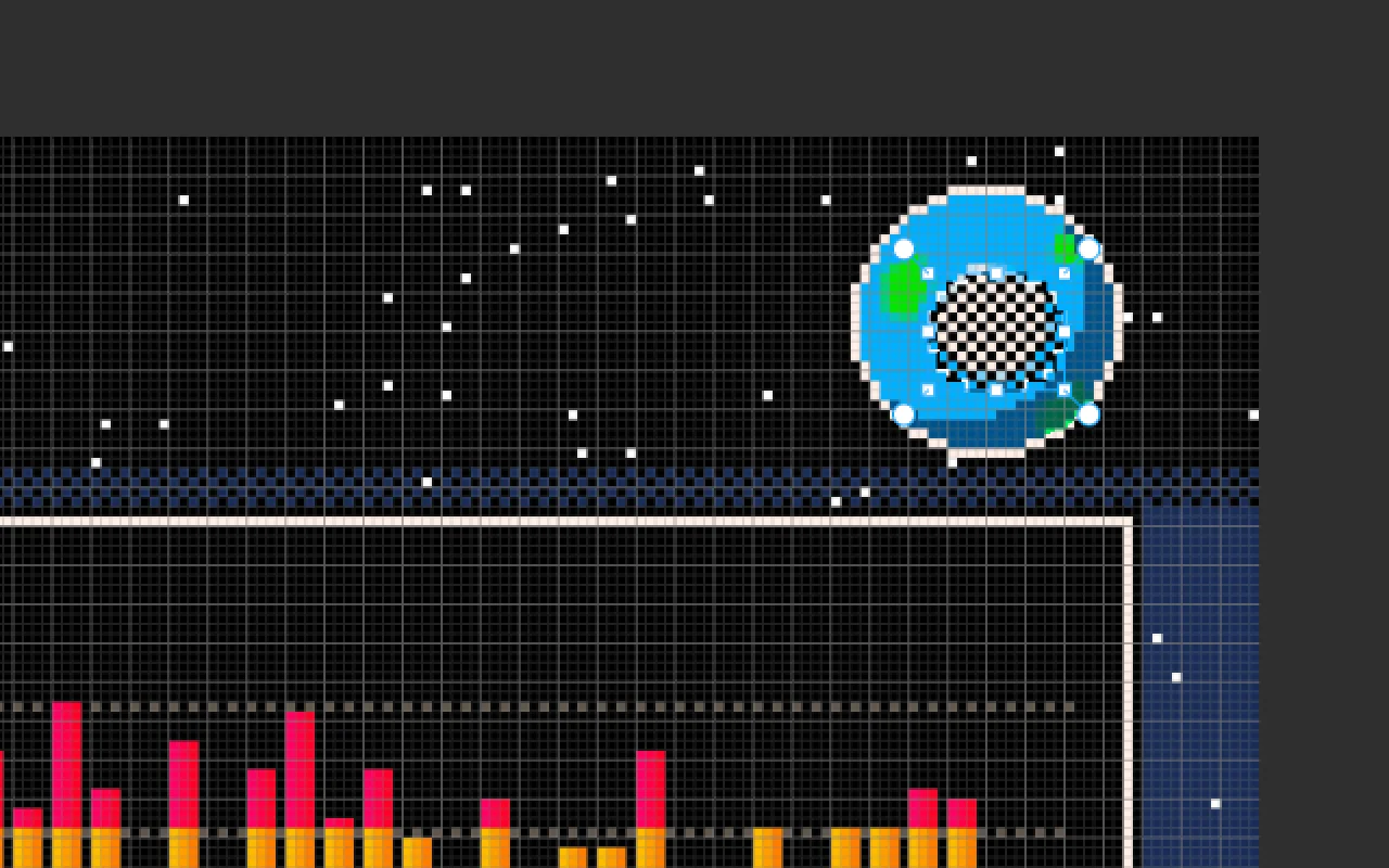 A checkerboard selection over Antarctica inside a stepped oval