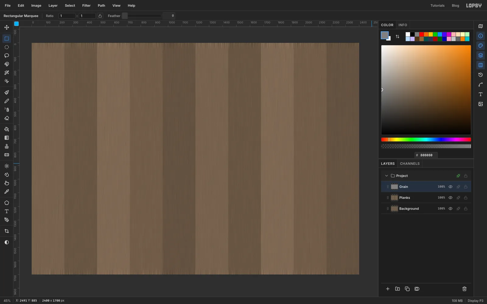 Fine vertical streaks over the planks