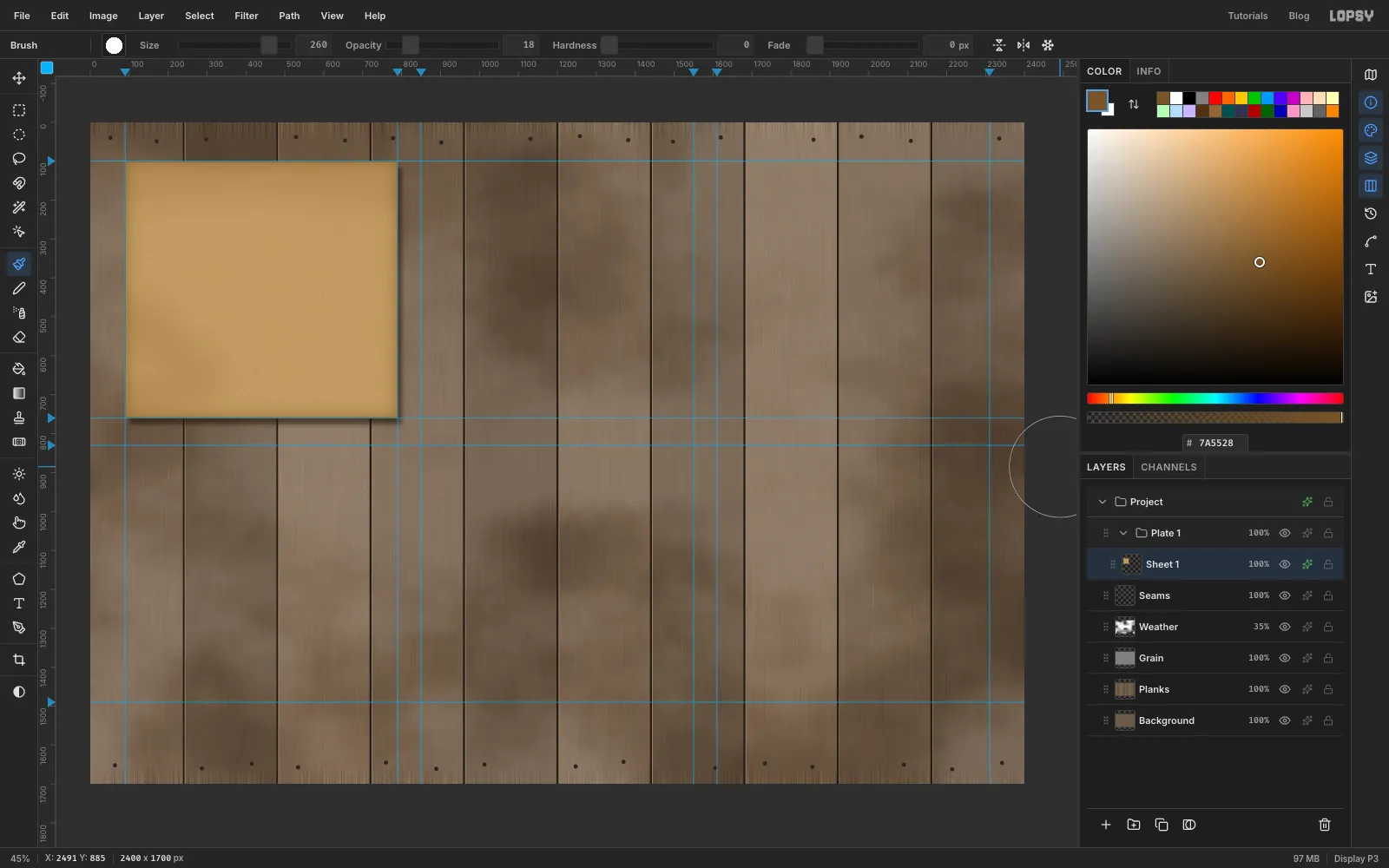 A tan manila sheet with a soft drop shadow and darker oily edges