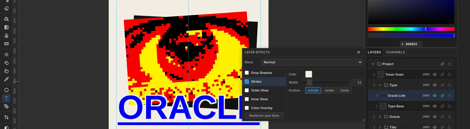 The word ORACLE in bold blue Arial-style capitals with a thick blue underline, overlapping the bottom of the eye and outlined with a paper-coloured stroke
