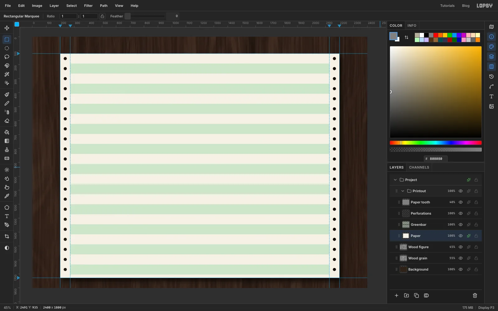 The sheet now casts a soft dark shadow down and to the right onto the wood