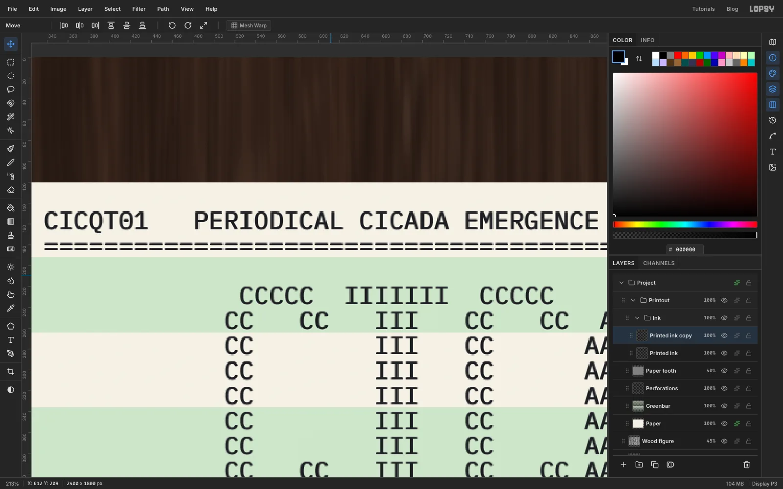 A close-up of the header, slightly bolder after a second strike 1 px to the right