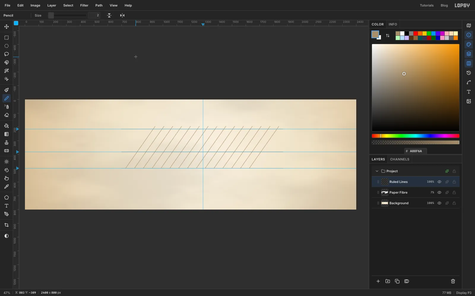 Evenly spaced diagonal pencil lines rising from the baseline to just above the cap line