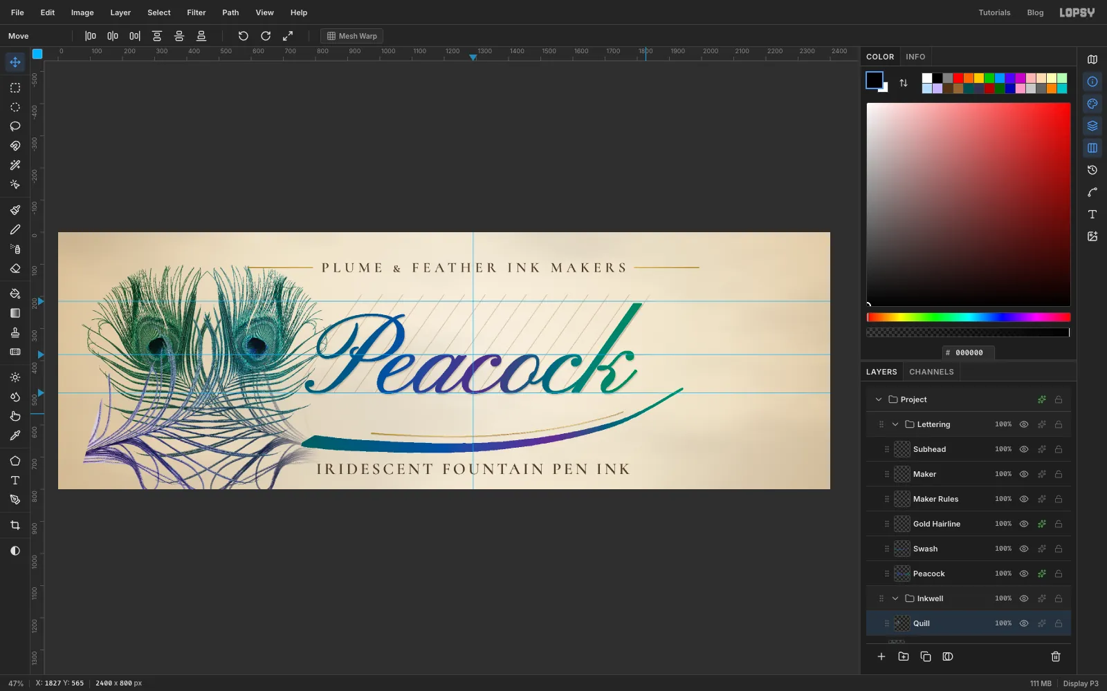 The pasted copy flipped horizontally, its eye now facing the other way, tinted toward blue