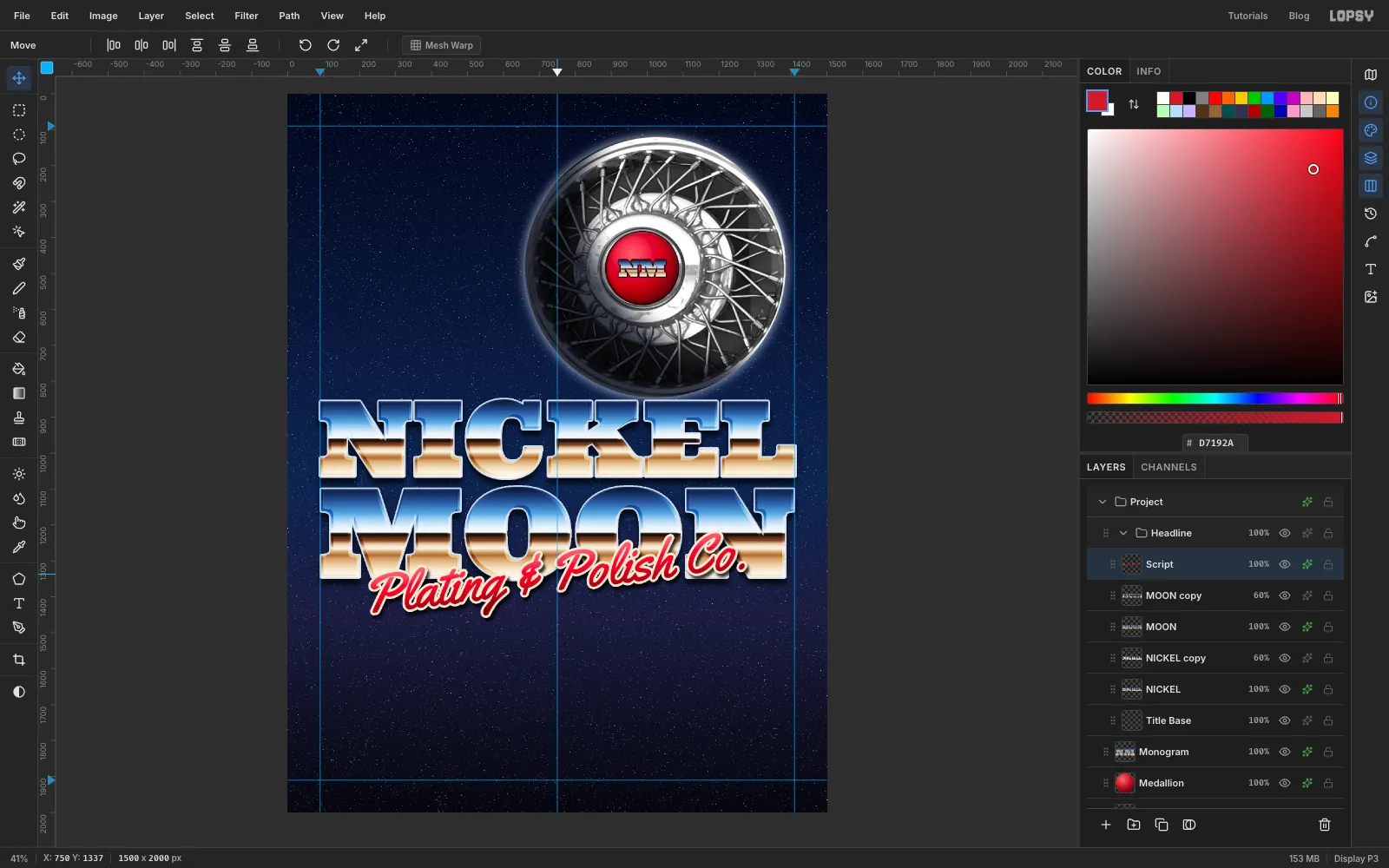 The red script with a cream outline and drop shadow, centred on the page and overlapping the bottom half of MOON