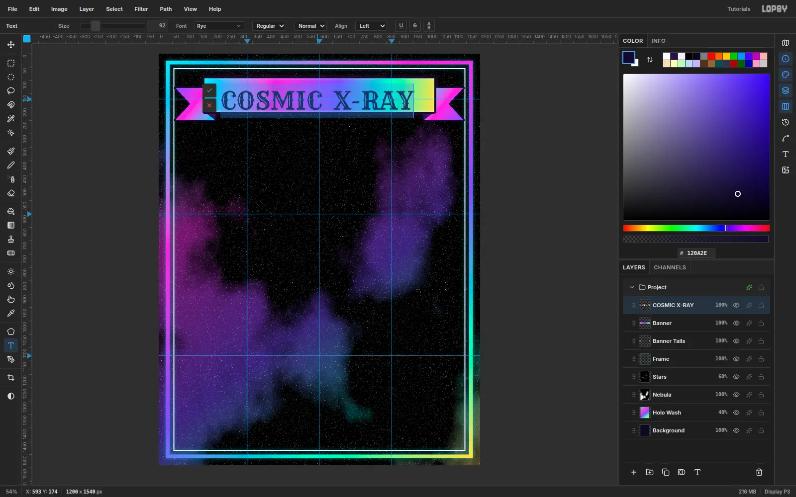The title in edit mode with every letter selected and turned dark ink