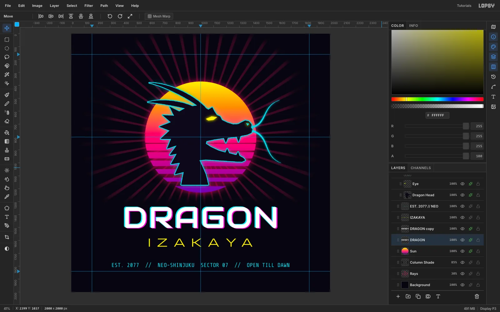 DRAGON with a cyan copy peeking out on the upper left and a hard magenta offset on the lower right