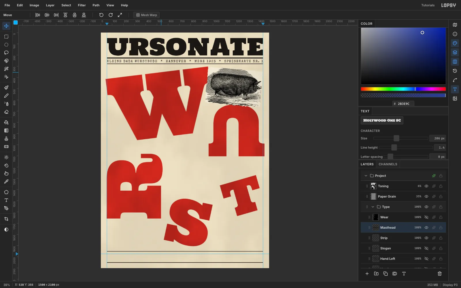 The black URSONATE masthead with a tracked typewriter line between two rules