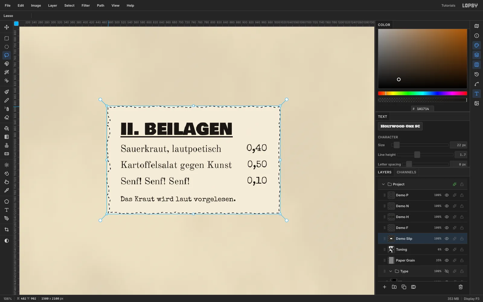 The slip with an underlined II. BEILAGEN heading, a footnote and a torn-edge lasso around it