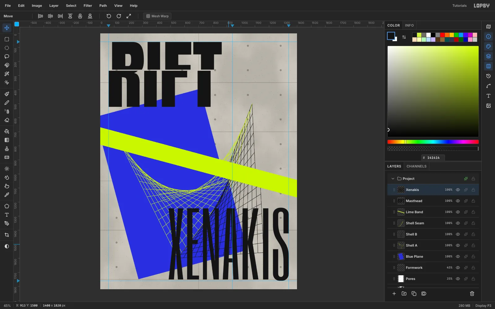 XENAKIS in very tall, narrow black Six Caps letters across the lower right of the cover, overlapping the shells and the plane