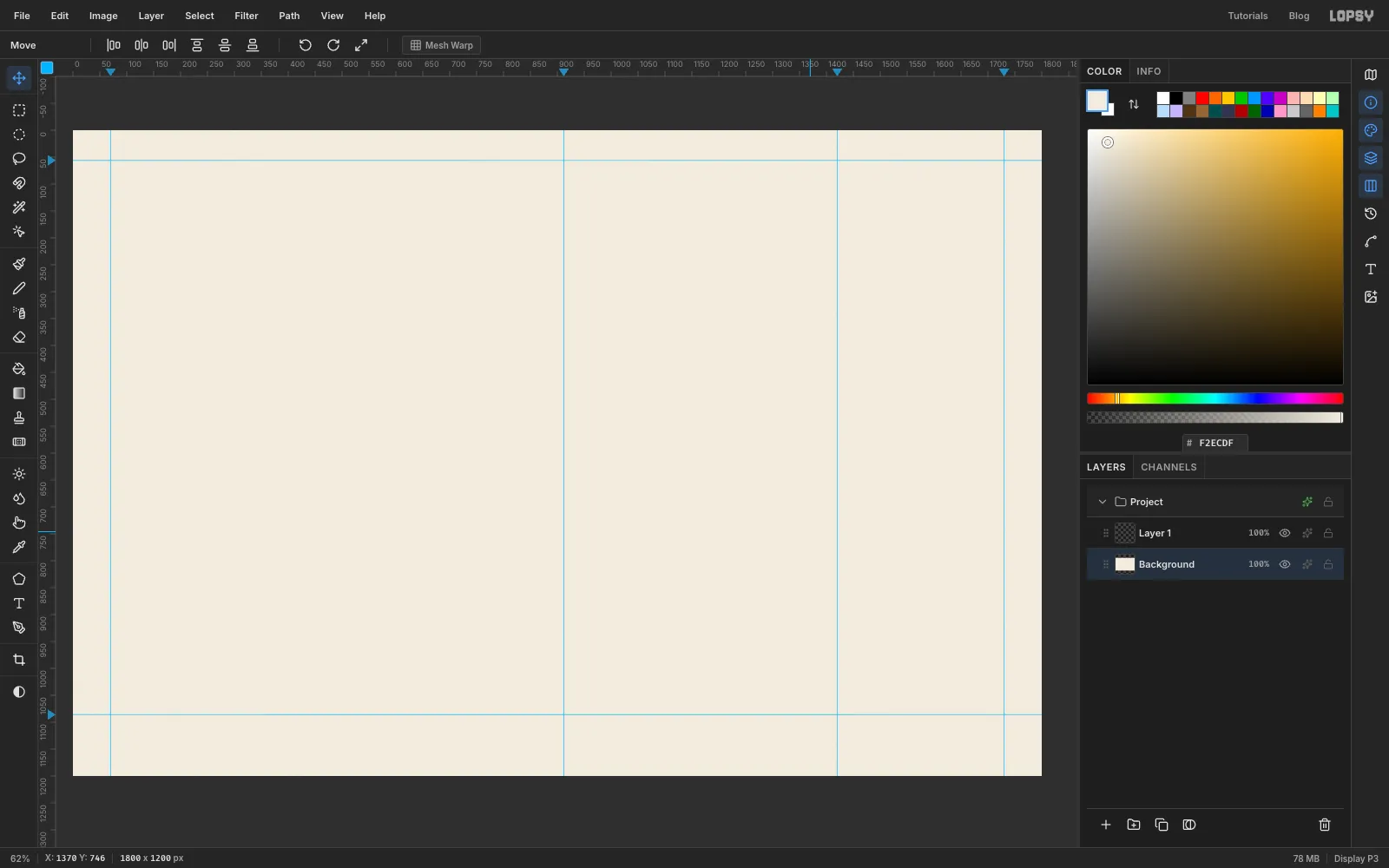The sheet filled with an ivory paper colour with a faint grain