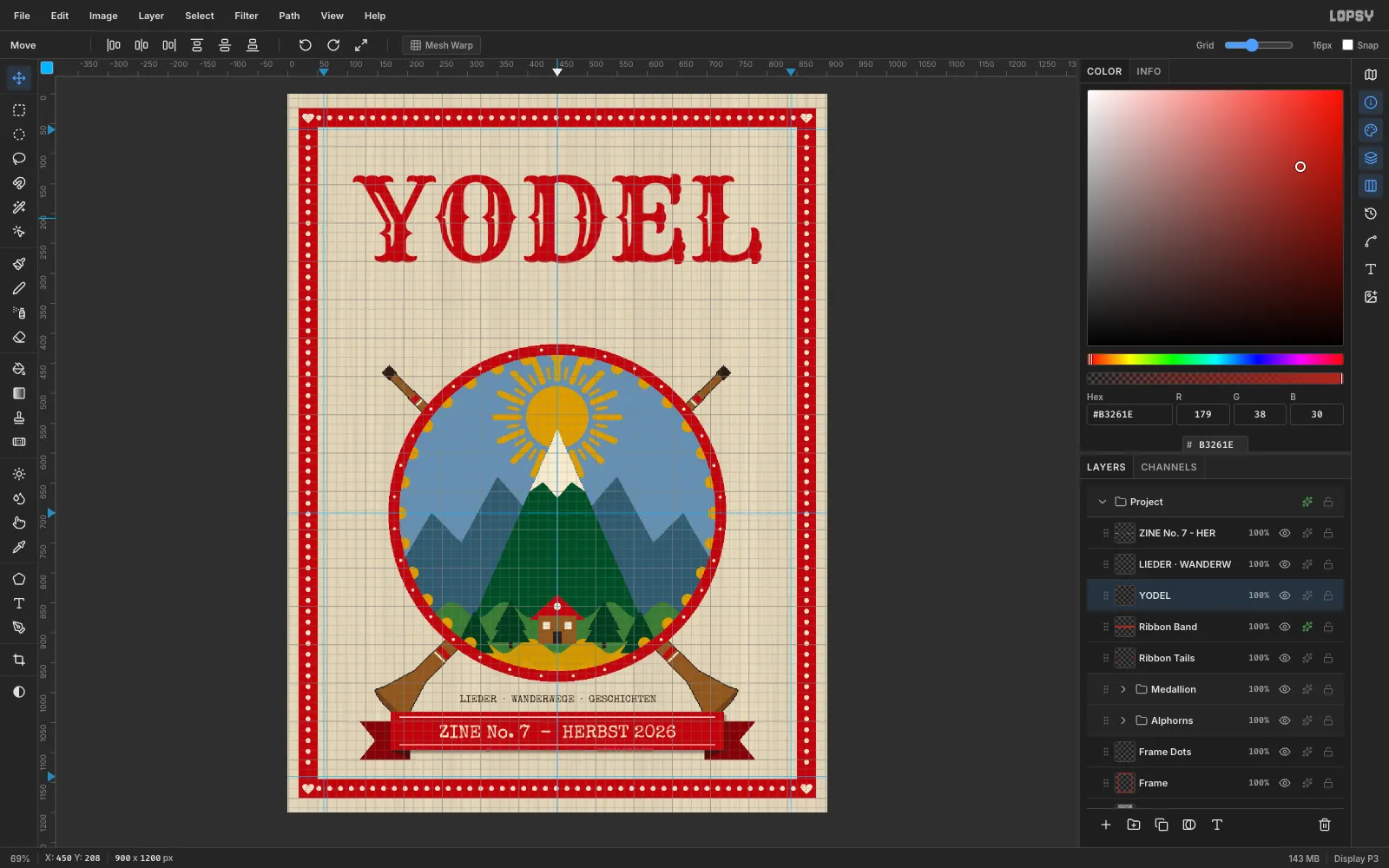 The word YODEL set huge in red Rye across the top of the cover