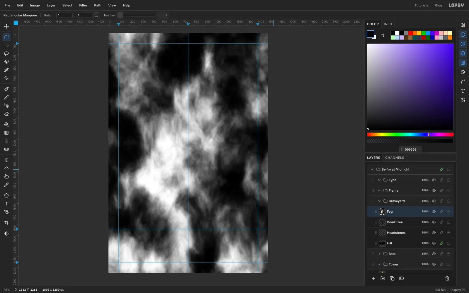 The Smoke filter filling the whole canvas with grey and black smoke
