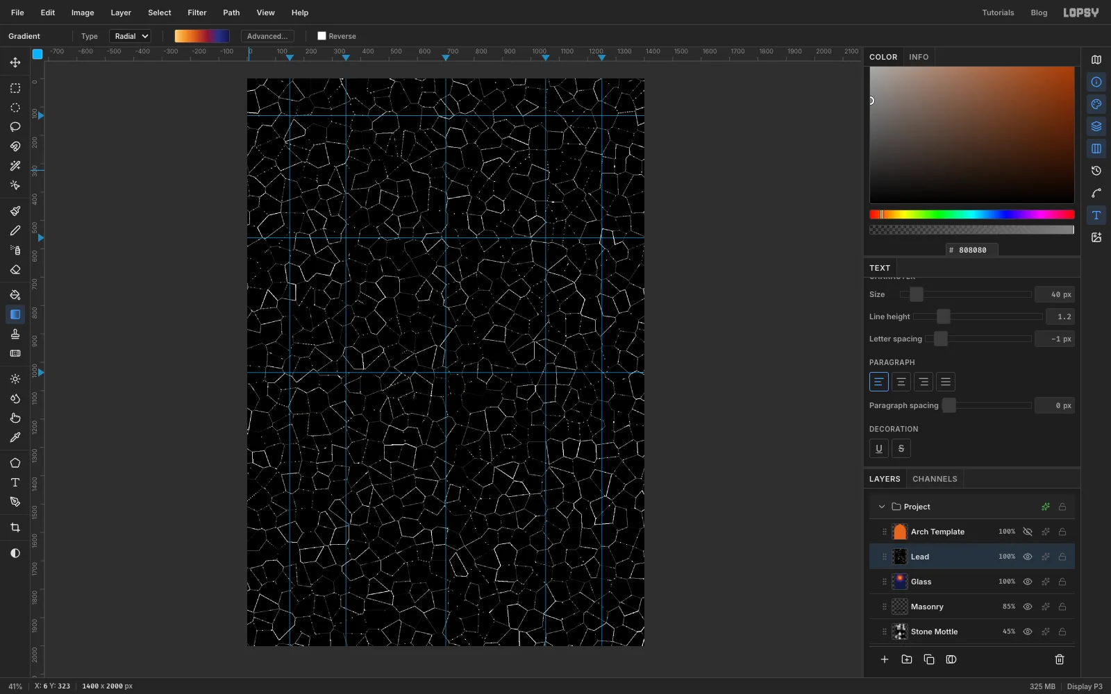 The grey cell map after Find Edges: a black background with thin white lines tracing every cell boundary