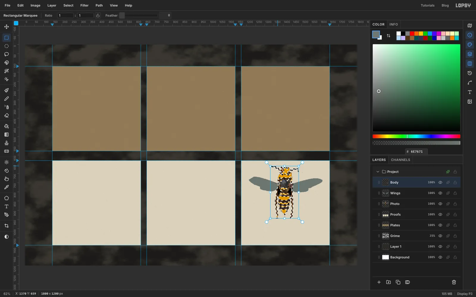 The key selection: the hornet's silhouette minus the yellow and the wings