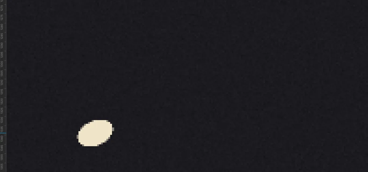 A single small tilted oval in cream on the black band near its left end