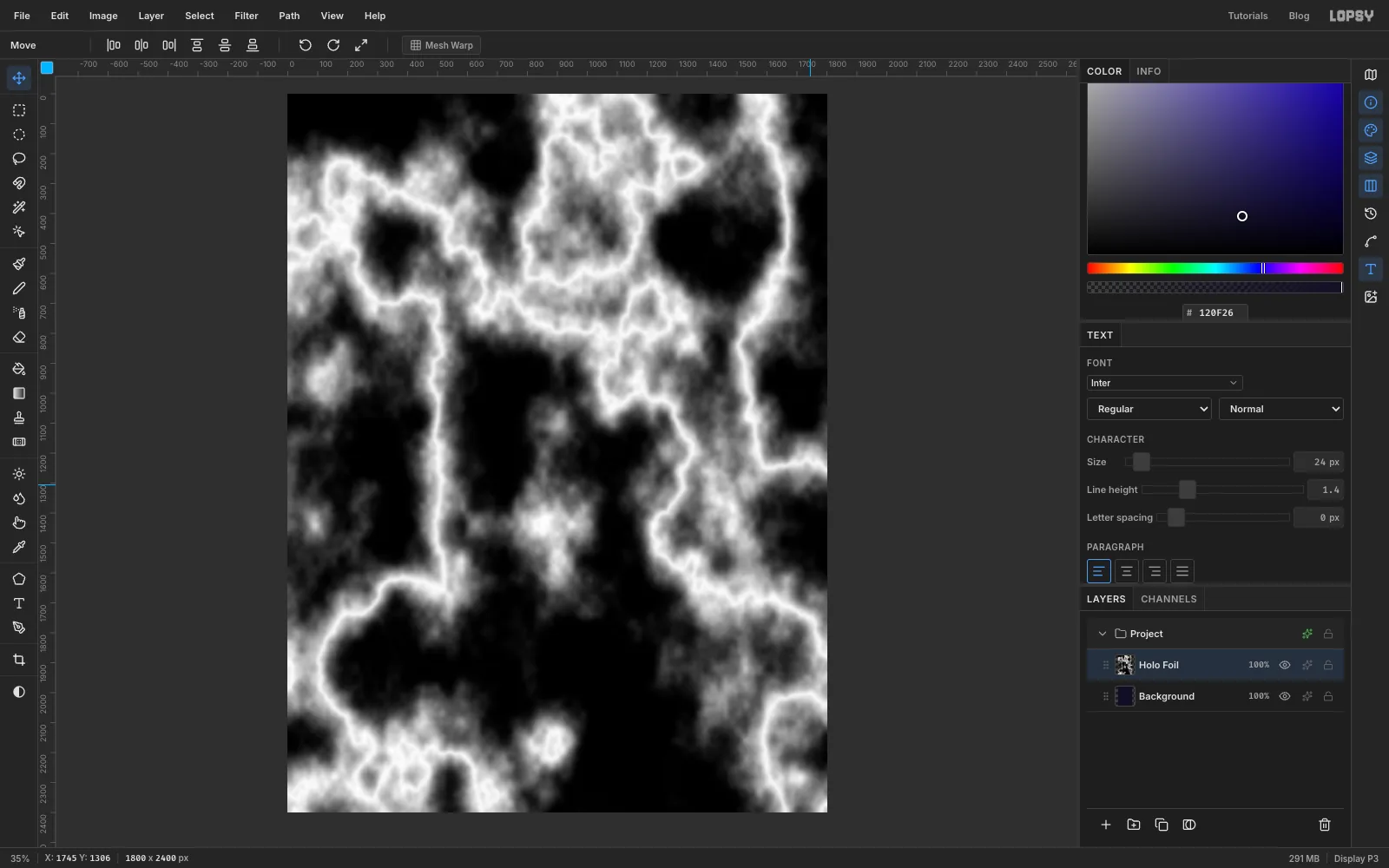 The solarized clouds with stronger contrast: bright white ridges with soft grey falloff on black