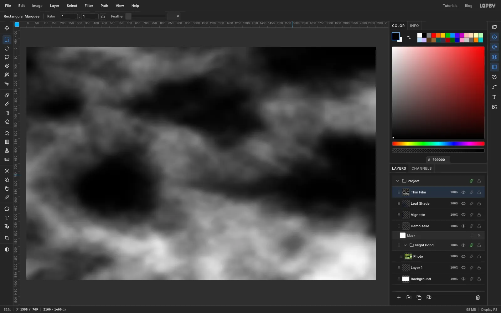 A full-canvas layer of soft grey and white smoke from the Smoke filter