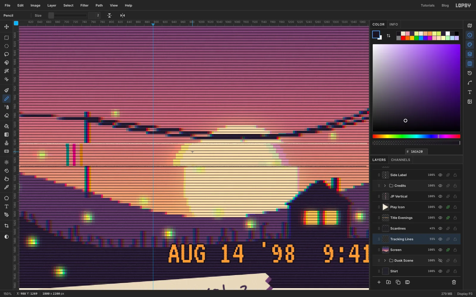 Thin noisy light and dark lines along the top and bottom of the tracking-glitch band across the sun