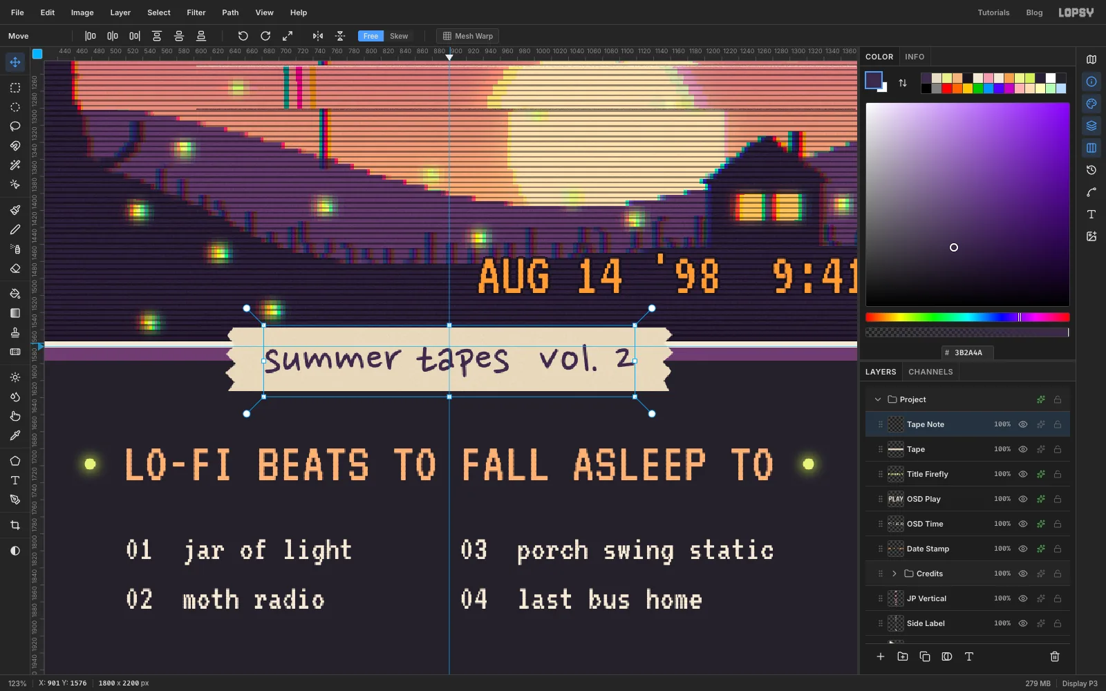 summer tapes vol. 2 handwritten in Nanum Pen Script centred on the tape strip