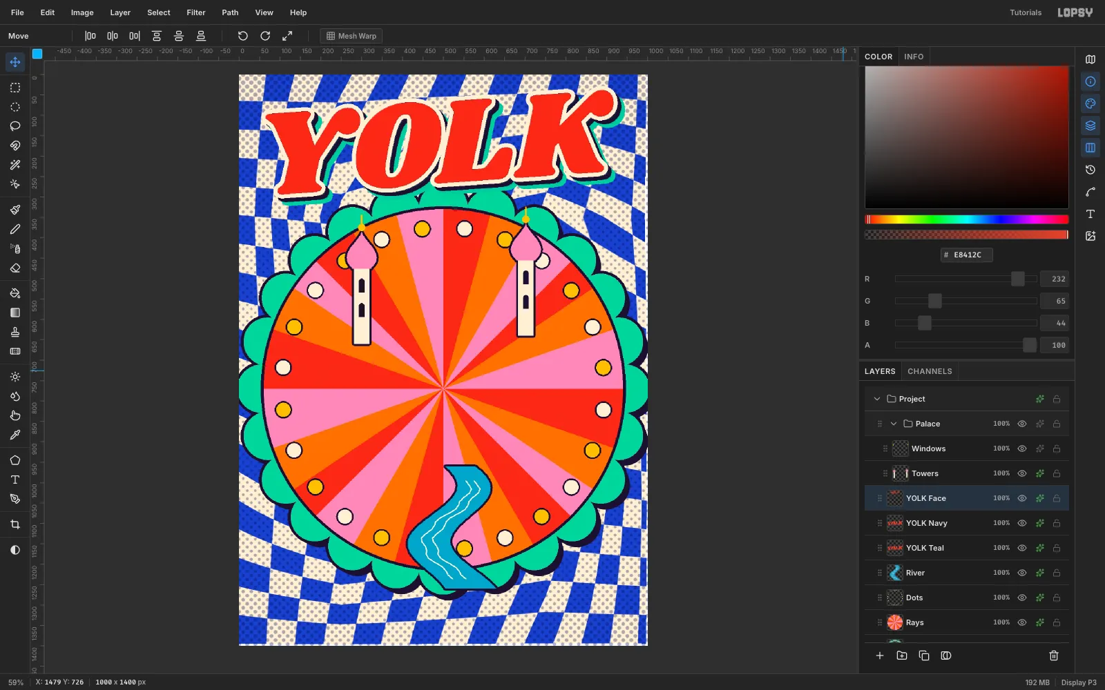 The YOLK masthead with a navy step and a teal step offset behind it, like retro stacked lettering