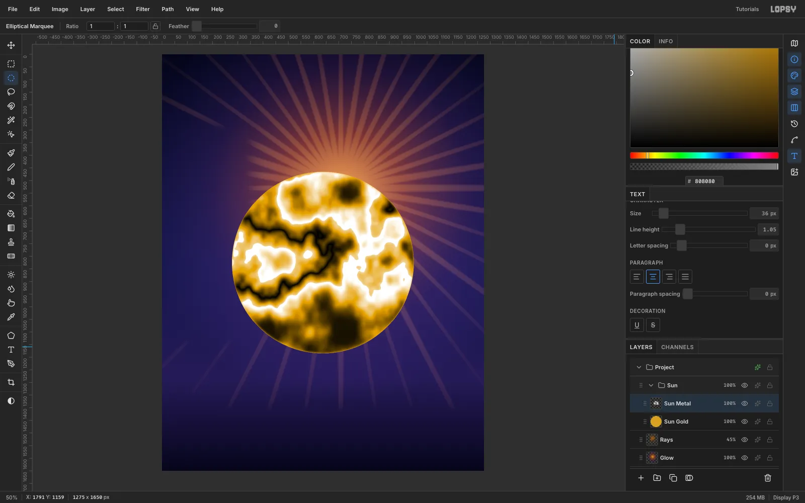 The folded texture now rendered as bright gold chrome with near-black and near-white bands over the gold disc
