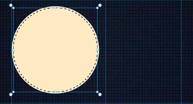 An elliptical selection shrunk 12 pixels inside a filled amber disc, ready to be deleted to leave a ring