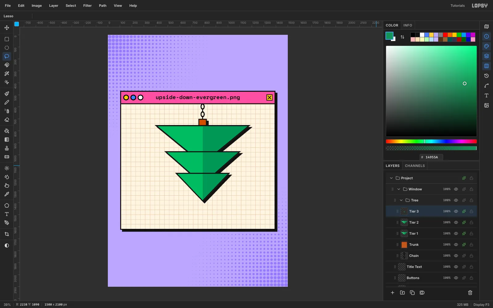 Three downward green triangles stacked and overlapping, each casting a hard black shadow onto the tier above