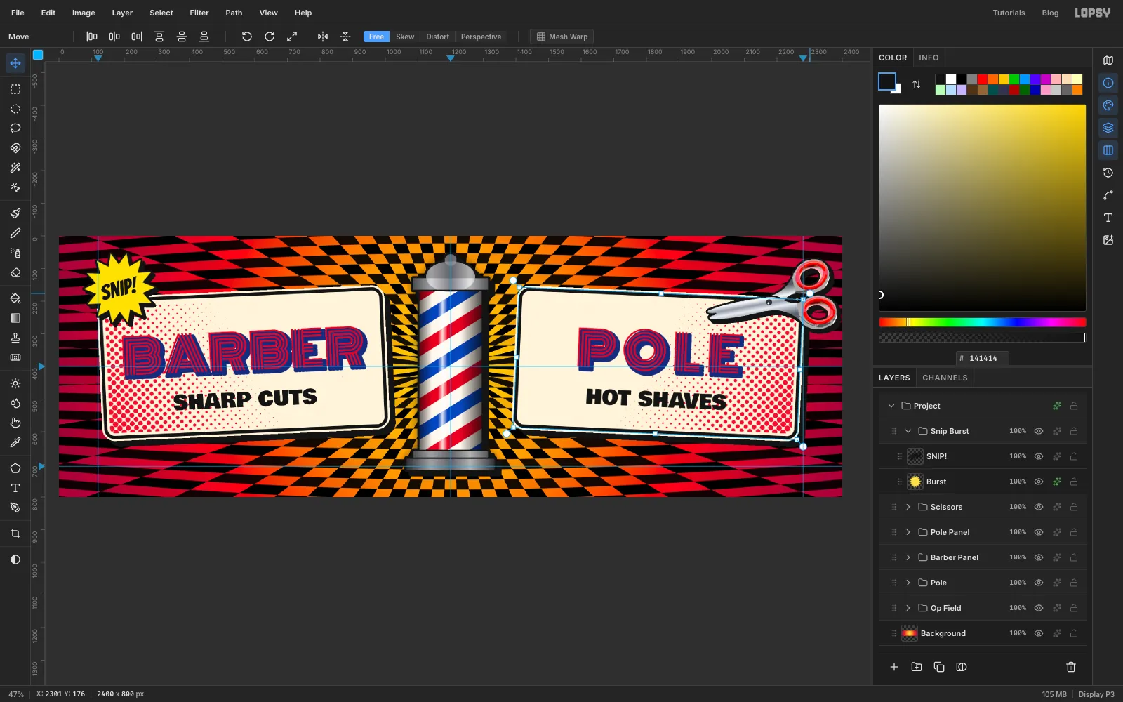 Both comic panels tilted a few degrees in opposite directions, the left one anticlockwise and the right one clockwise