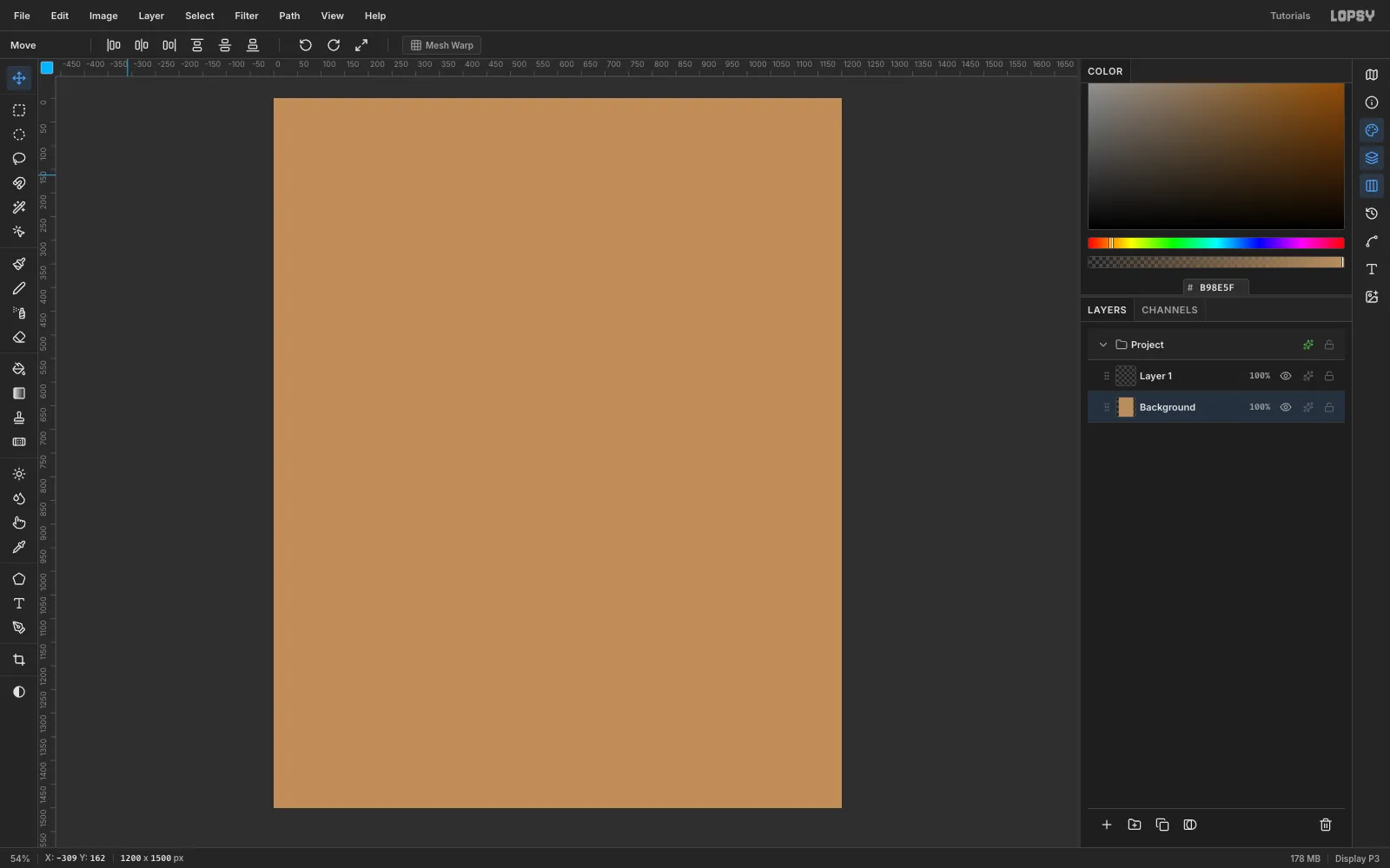 A blank 1200 by 1500 document filled edge to edge with flat kraft brown