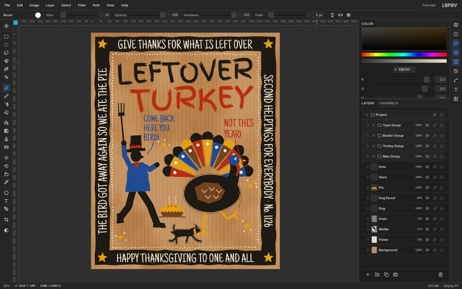The card with a hand-dotted chalk line running around the inside of the black frame, just clear of the title and the figures