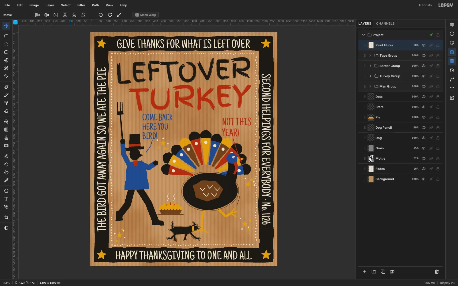 The whole card with faint vertical ridges now visible across the black paint and the lettering as well as the bare cardboard
