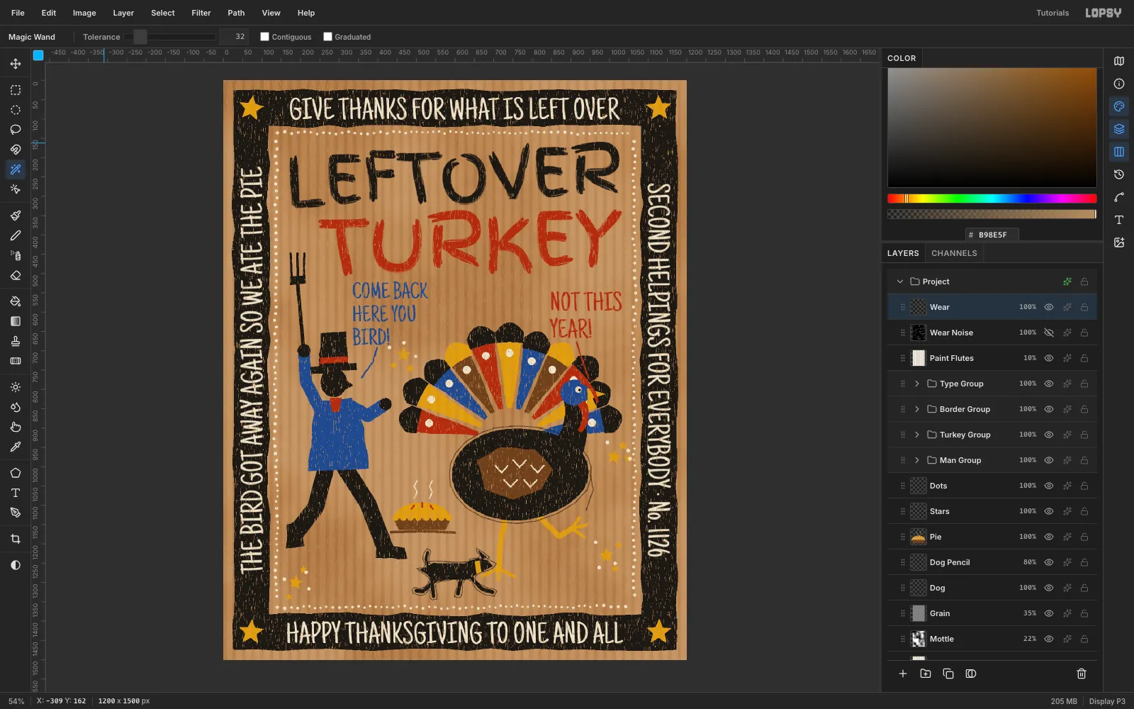 The card with thin vertical scuffs of bare cardboard showing through the black frame, the title and the figures