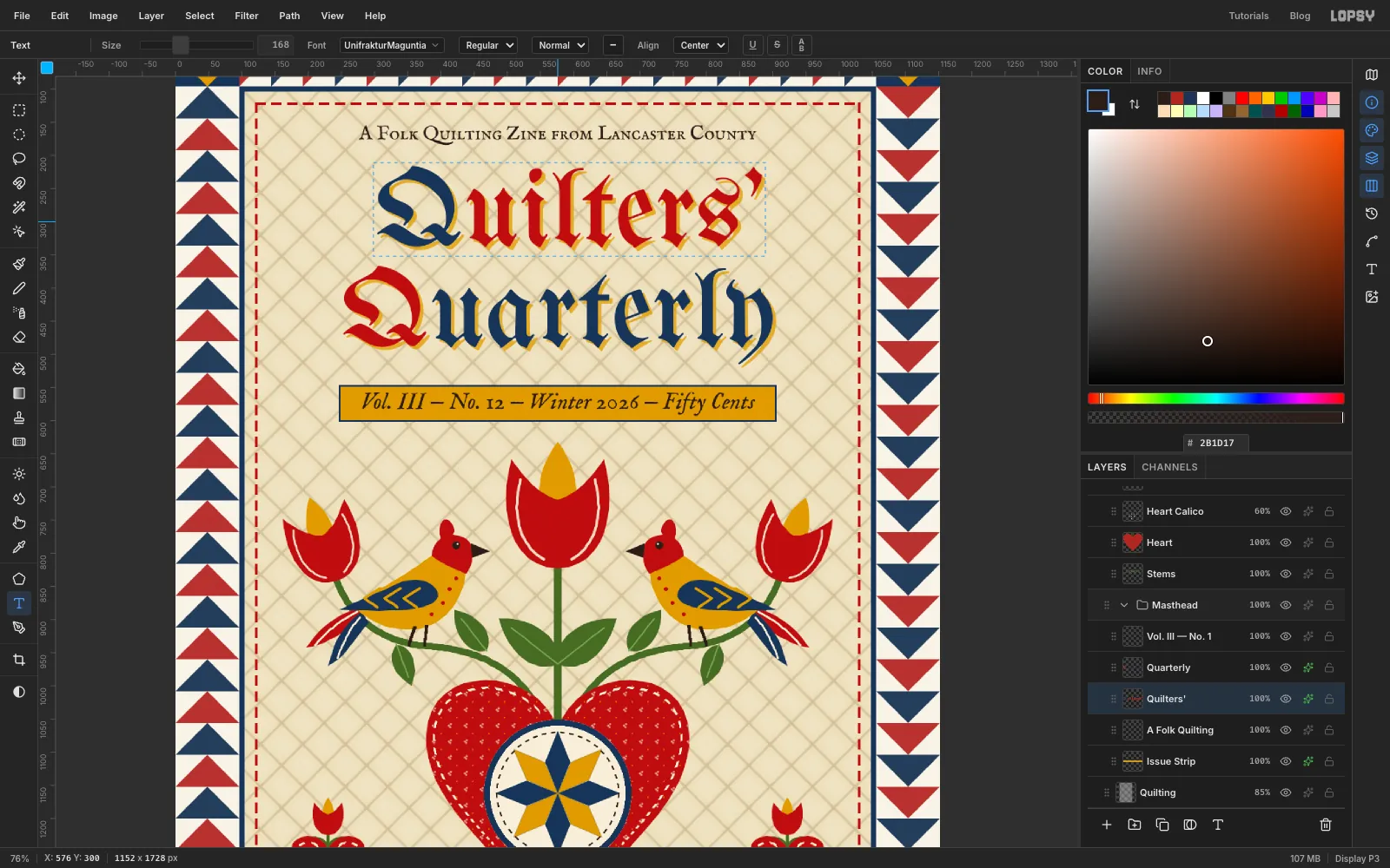 Both masthead words with a hard mustard drop shadow offset down and to the right