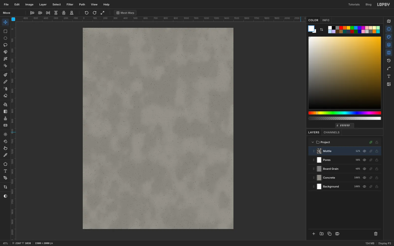 Large soft light and dark patches drift across the concrete, very subtly