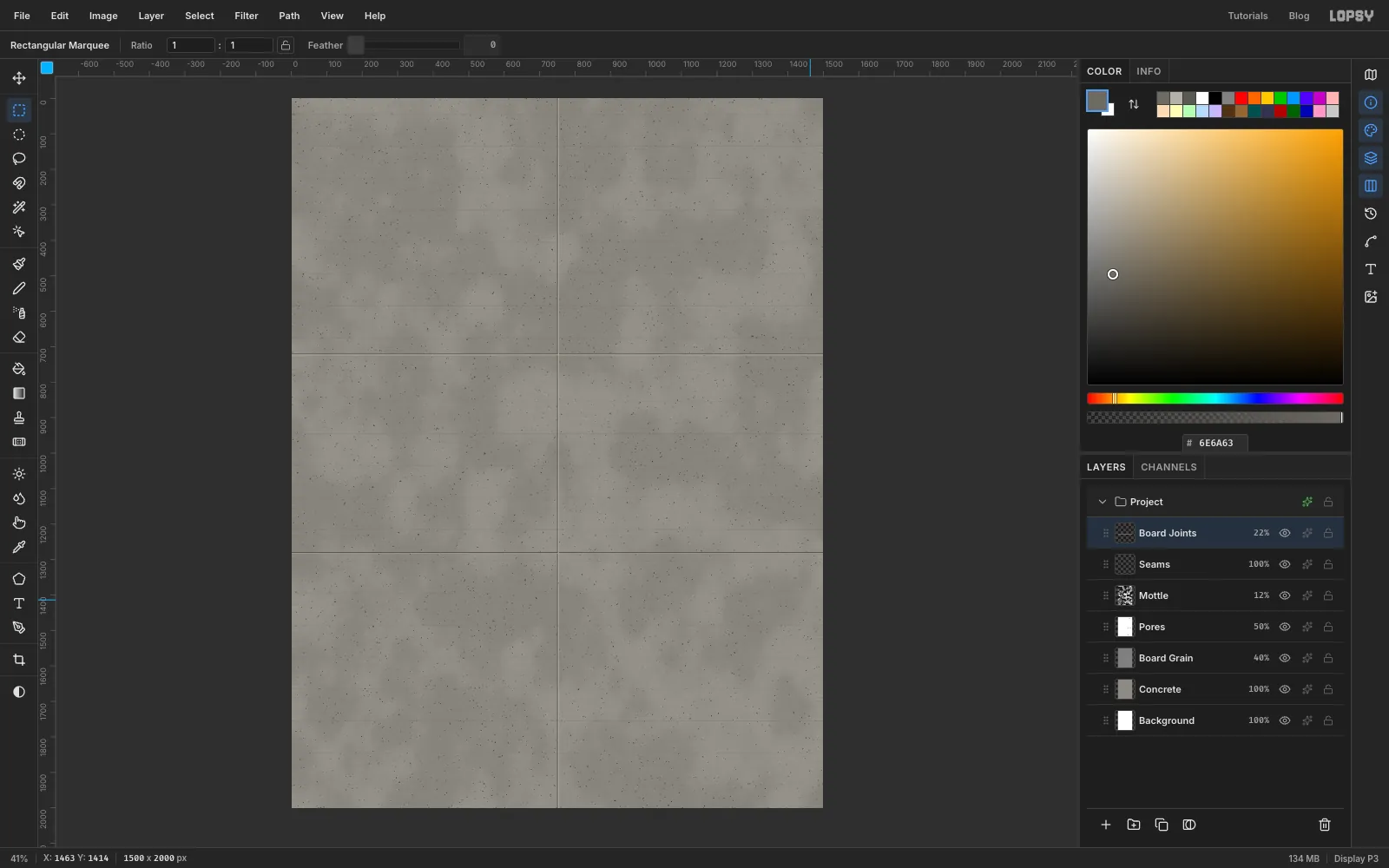 Thin horizontal lines every 90 px and stronger seams divide the wall into large panels