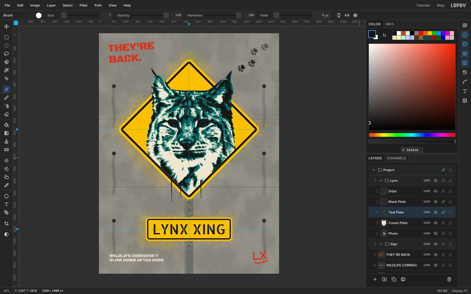 The dark and teal plates of the lynx now have a soft halo of their own colour