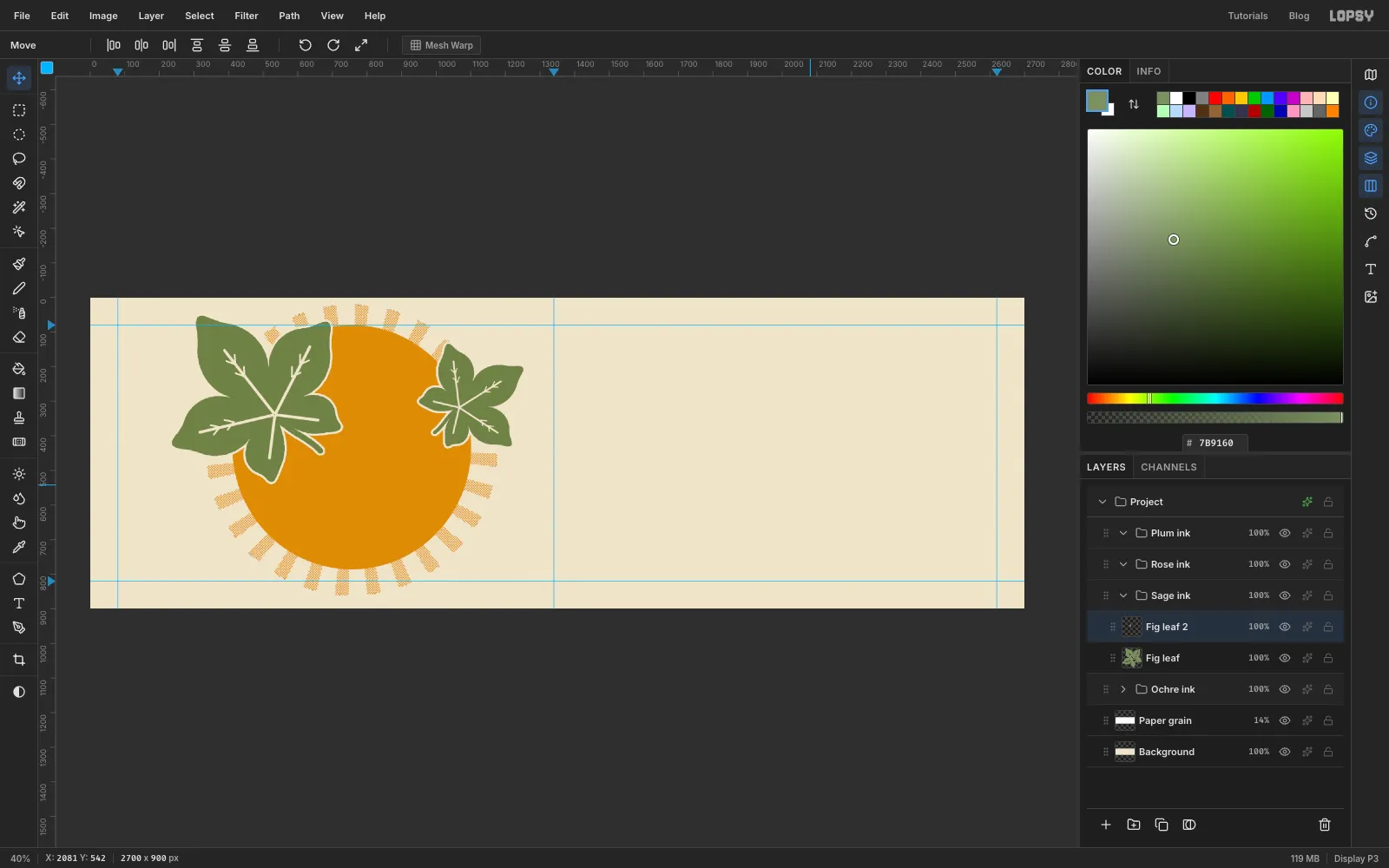 The two sage leaves now printed straight onto paper, each with a thin paper outline where they cross the sun