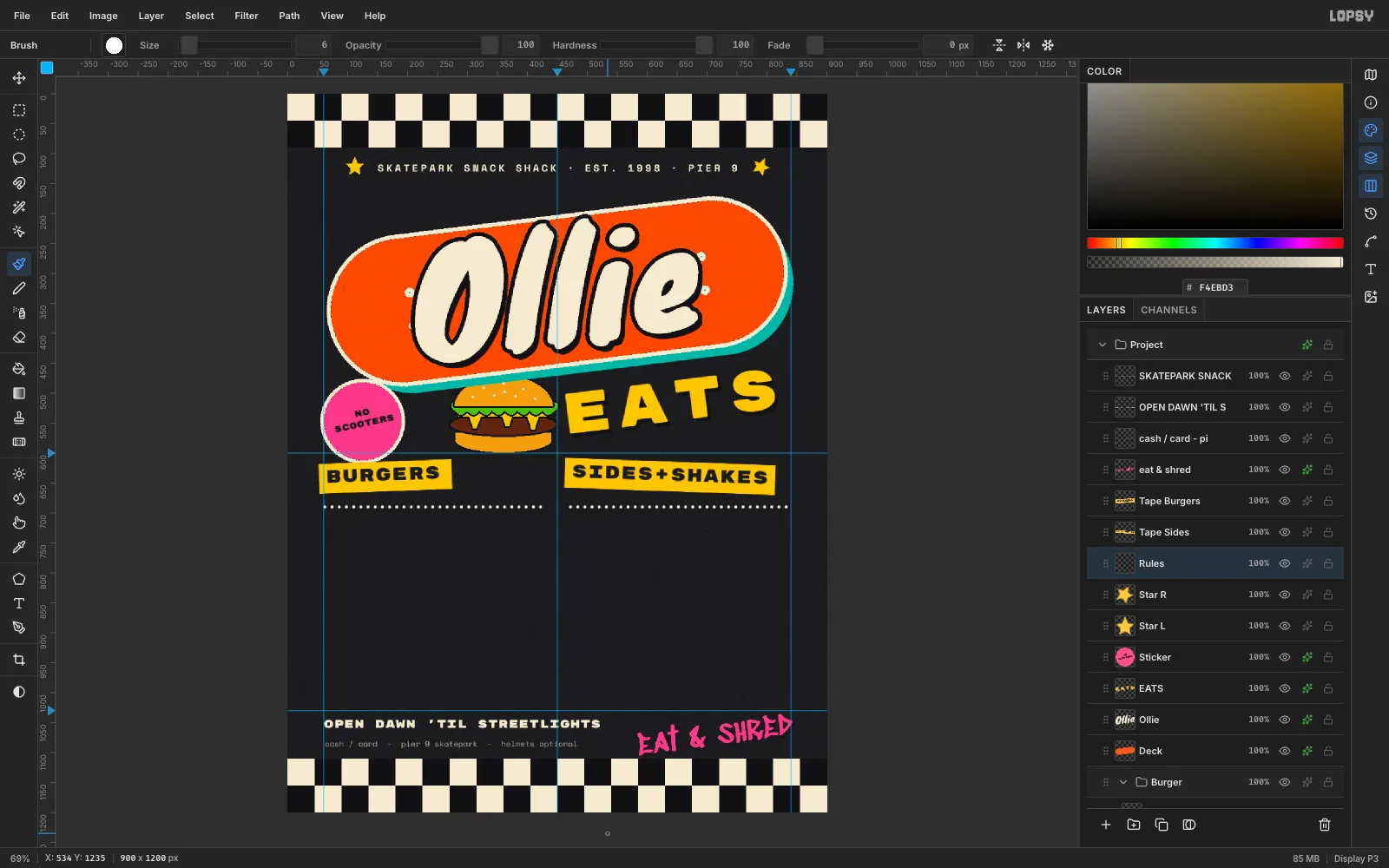 Two cream dotted lines under the taped headers, one per menu column