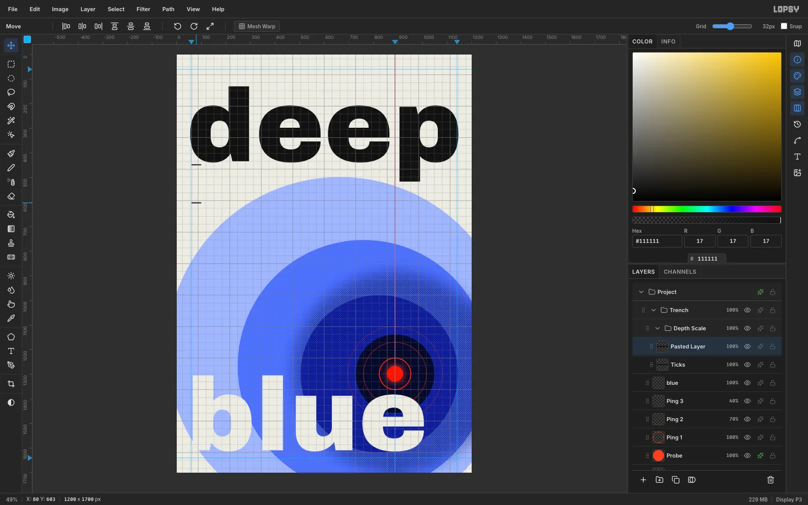 A small black tick mark being duplicated with copy and paste and dragged down the left margin