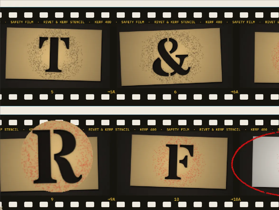 The refreshed Loupe View showing frame 9's R enlarged with the darker holes, before the glass and rim are switched back on