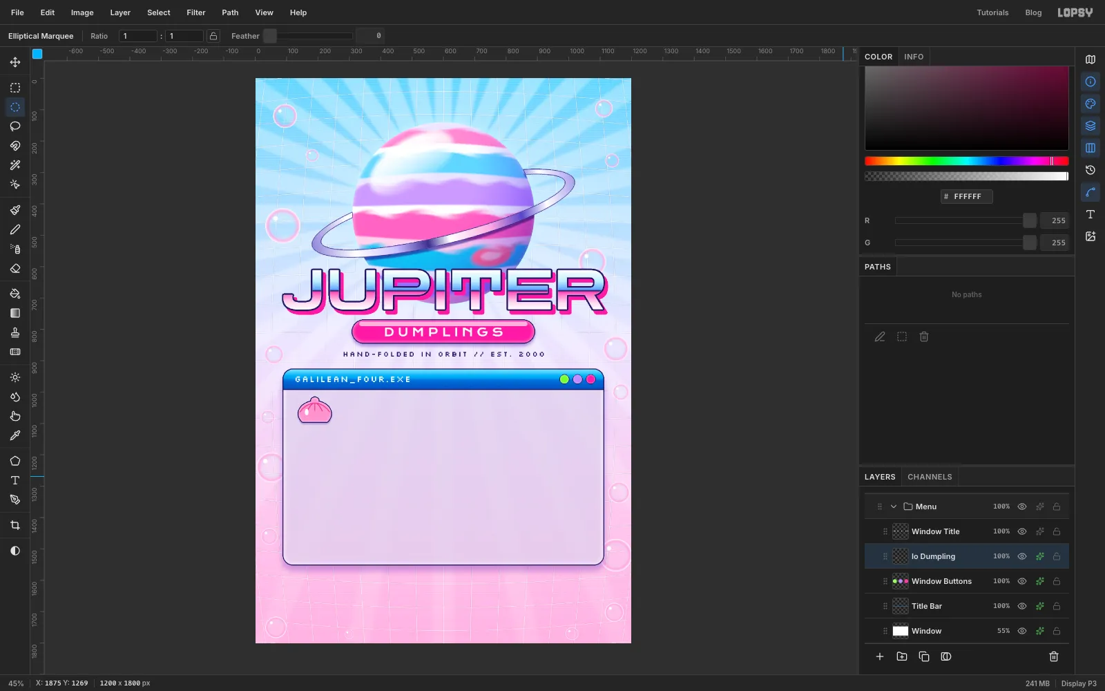 A pink dumpling icon with a rounded body, a small knob on top, curved pleat lines, a white highlight and a navy outline at the left of the first menu row