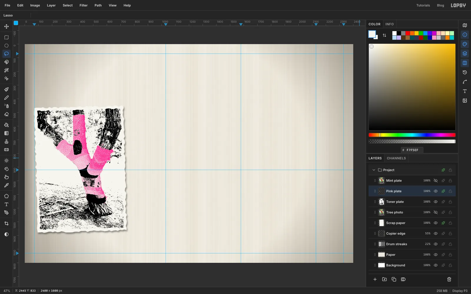 The knitted sleeves printed as fluorescent pink dots over the black toner